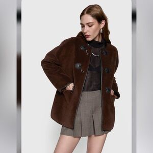Rebecca Minkoff Shearling Toggle Jacket brown